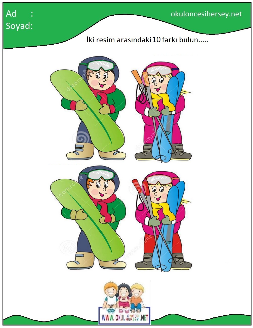 okul öncesi İki Resim Arasındaki Farkı Bul